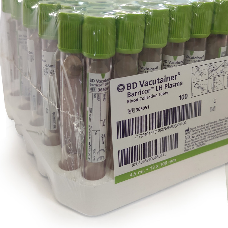 Пробірка BD Vacutainer® Barricor™ LH 4,5 мл, 13х100 мм, 100 шт (365051)